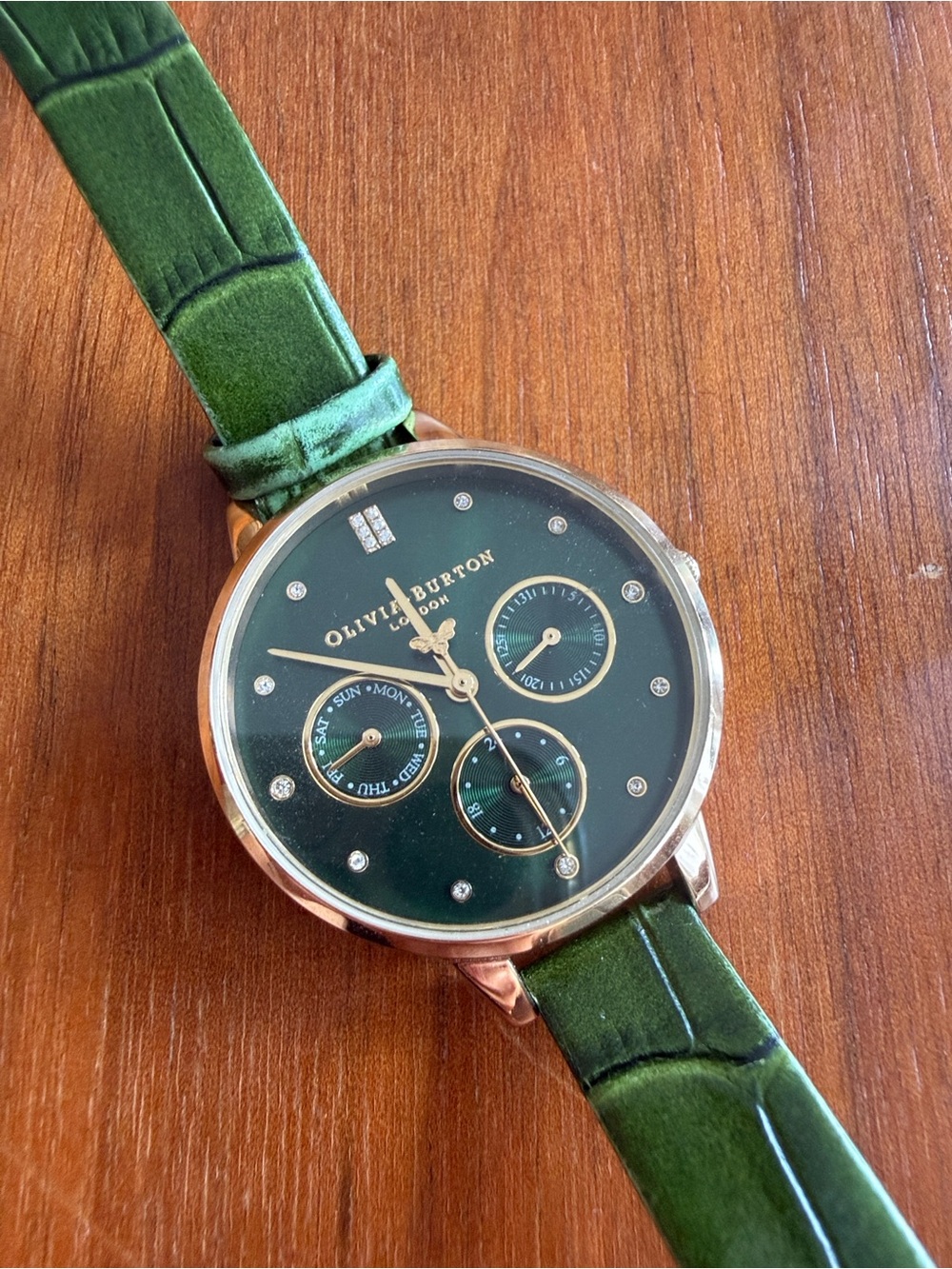 OLIVIA BURTON Green Dial Gold Plated Watch